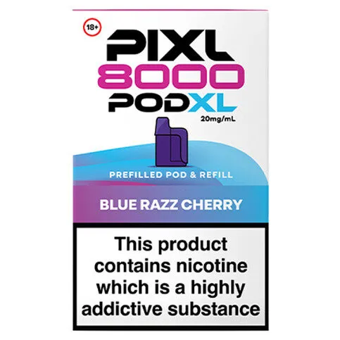 Pixl 8000 Pod XL Blue Razz Cherry Prefilled Pod & Refill 20mg/ml