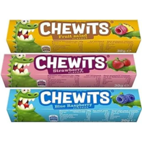 Chewits Fruit Chews Strawberry, Fruit Salad & Blue Raspberry Flavour 4 x 30g