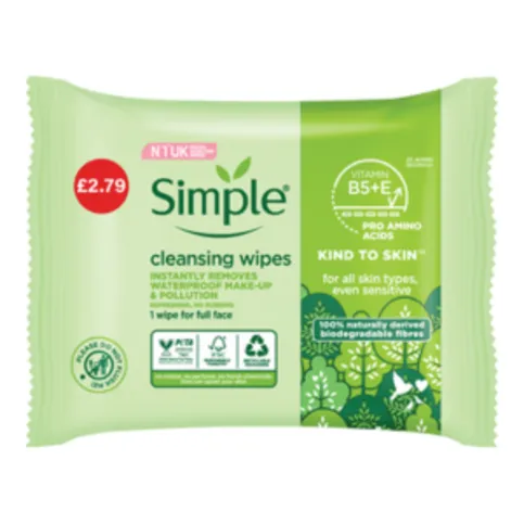 Simple Cleansing Wipes 25 Pack