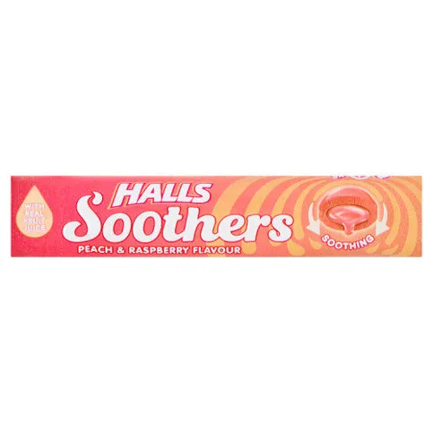 Halls Soothers Raspberry Peach Cough Drops 45g